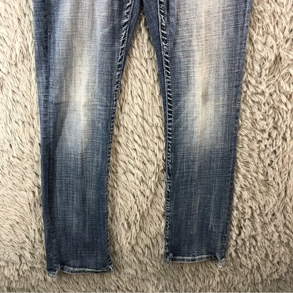Salvage Jeans Buckle Mens 31R Mayhem Straight Leg Regular Fit Whiskered
