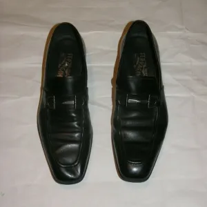 Salvatore Ferragamo Black Leather Gancini Bit Loafers 10D
