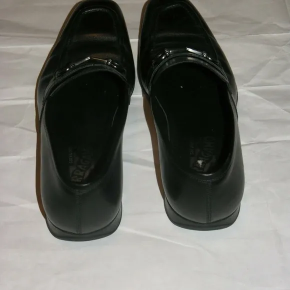 Salvatore Ferragamo Black Leather Gancini Bit Loafers 10D