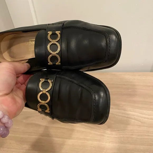 Salvatore Ferragamo black leather loafers