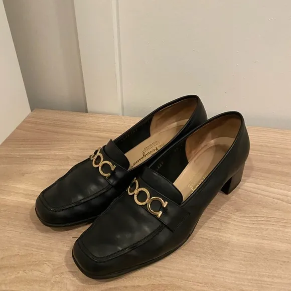 Salvatore Ferragamo black leather loafers