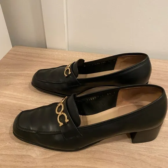Salvatore Ferragamo black leather loafers