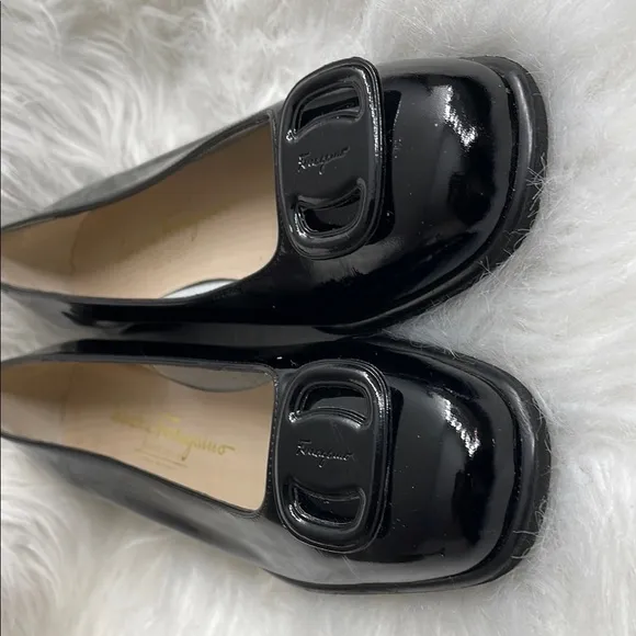 Salvatore Ferragamo Black Patent Leather Loafers