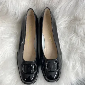 Salvatore Ferragamo Black Patent Leather Loafers