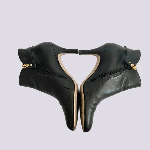 Salvatore Ferragamo Chiara Black Leather Pump Ankle Boots Booties SZ 7