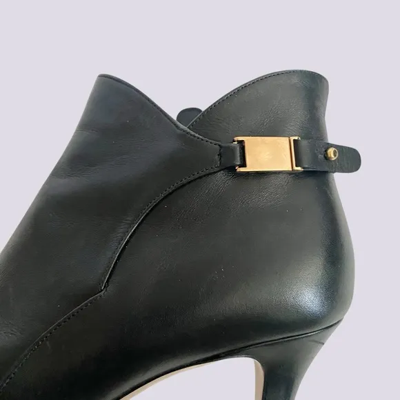 Salvatore Ferragamo Chiara Black Leather Pump Ankle Boots Booties SZ 7
