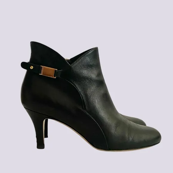 Salvatore Ferragamo Chiara Black Leather Pump Ankle Boots Booties SZ 7