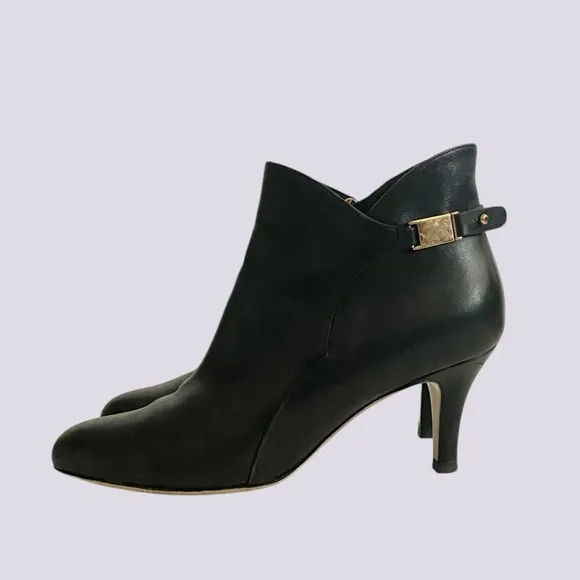 Salvatore Ferragamo Chiara Black Leather Pump Ankle Boots Booties SZ 7