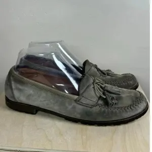 Salvatore Ferragamo Gray Suede Leather Tassel Loafers 8 B Preppy Academia