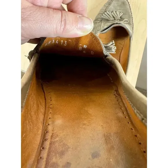 Salvatore Ferragamo Gray Suede Leather Tassel Loafers 8 B Preppy Academia