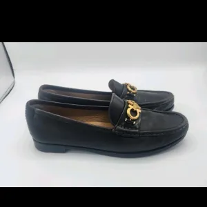 Salvatore Ferragamo Horsebit Leather Loafer Heels Brown Leather Women Size 5.5 B