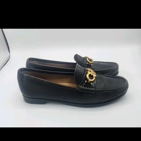 Salvatore Ferragamo Horsebit Leather Loafer Heels Brown Leather Women Size 5.5 B