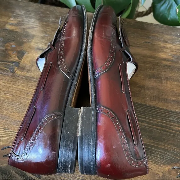 Salvatore Ferragamo LUCAS Wing Tip  Burgundy Leather Tasseled Kiltie Loafers 8 D