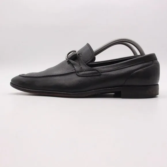 Salvatore Ferragamo Mens Size  8.5 D Black Leather logo Slip On Loafers G59773