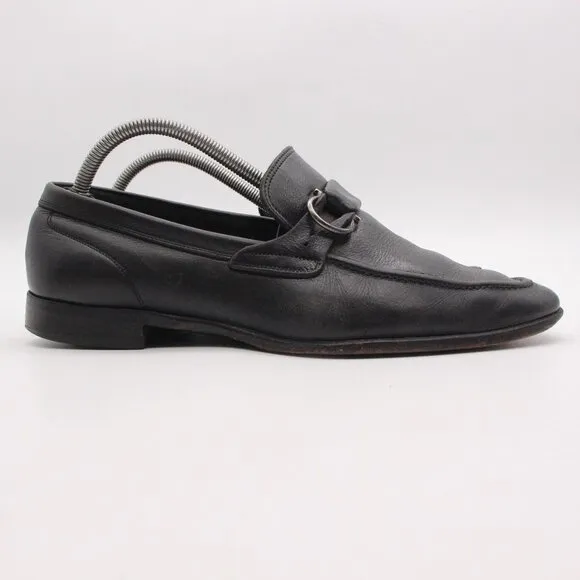 Salvatore Ferragamo Mens Size  8.5 D Black Leather logo Slip On Loafers G59773