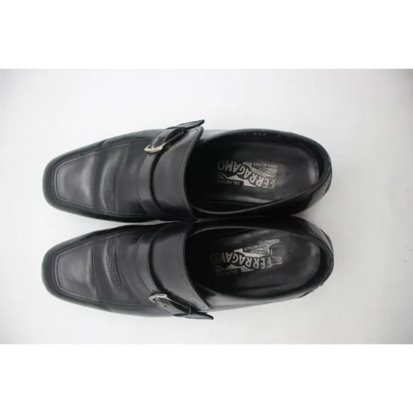 Salvatore Ferragamo Men's Size 9 EE Black Leather Gancini Buckle Loafers