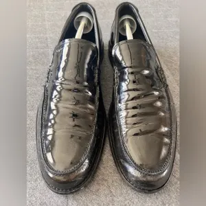 Salvatore Ferragamo Rare Sz 11 D Dark Green Patent Leather Loafers Orig $900