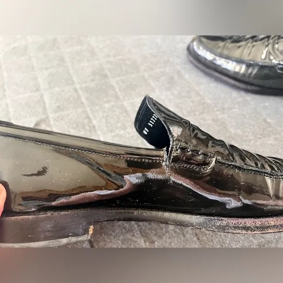 Salvatore Ferragamo Rare Sz 11 D Dark Green Patent Leather Loafers Orig $900