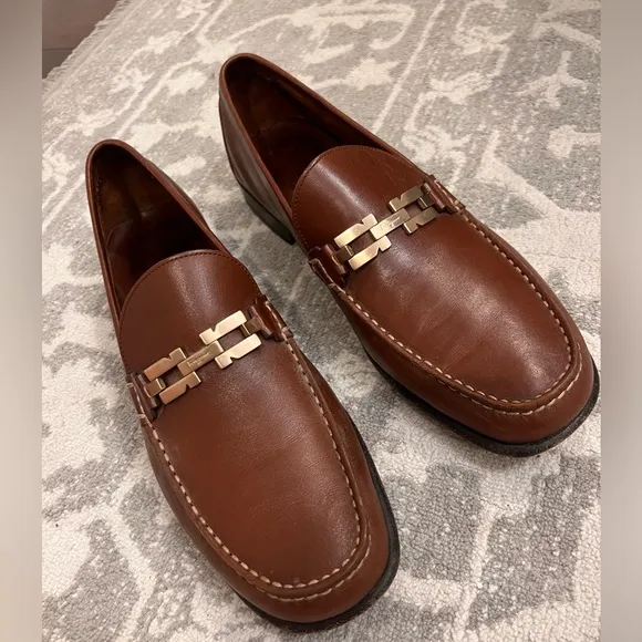 Salvatore Ferragamo Womens  Horsebit Leather Brown Loafers