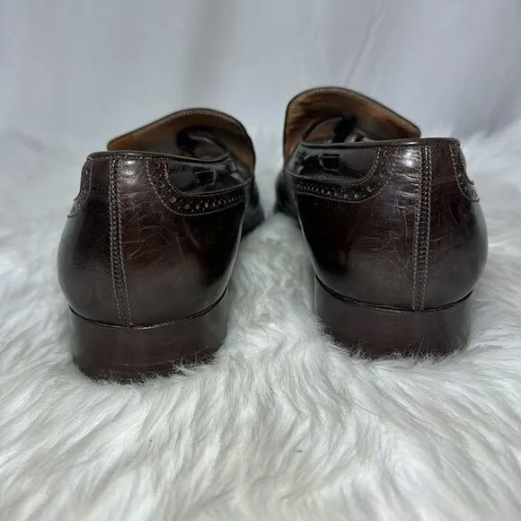 Salvatore Ferragamo Brown Leather Wingtip Tassel Loafers Sz 8D