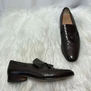 Salvatore Ferragamo Brown Leather Wingtip Tassel Loafers Sz 8D