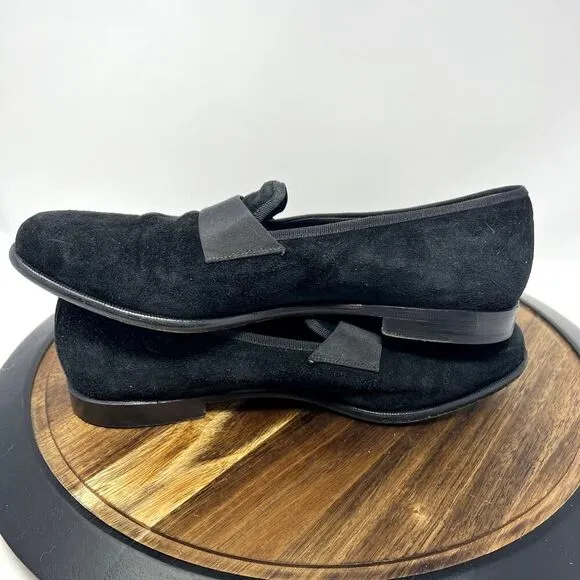 Salvatore Ferragamo Men's 10.5 Black Suede Slip On Loafers Shoes Casual Dress