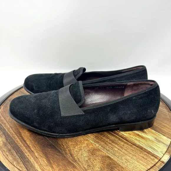 Salvatore Ferragamo Men's 10.5 Black Suede Slip On Loafers Shoes Casual Dress