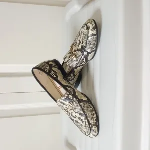 Sam Edelman &quot;Lior&quot; leather snakeskin bit slip on loafers - size 7