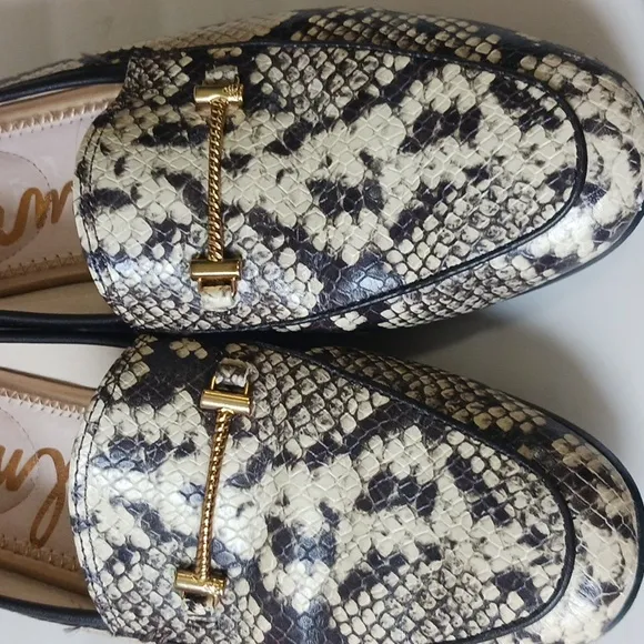 Sam Edelman &quot;Lior&quot; leather snakeskin bit slip on loafers - size 7