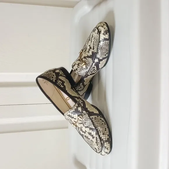 Sam Edelman &quot;Lior&quot; leather snakeskin bit slip on loafers - size 7