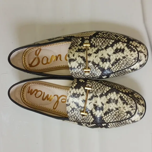 Sam Edelman &quot;Lior&quot; leather snakeskin bit slip on loafers - size 7