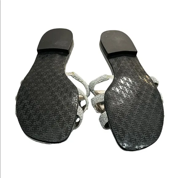 Sam Edelman Bay Cutout Silver Logo Sandals Size 7.5