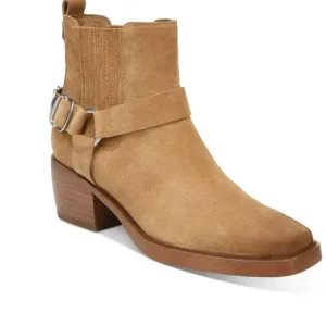 Sam Edelman Bellamie Stacked Heel Squared Toe Pull on Ankle Boots in Deep Taupe