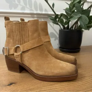Sam Edelman Bellamie Suede Riding Heel Biker Boots - Size 7.5 - EUC - Tan