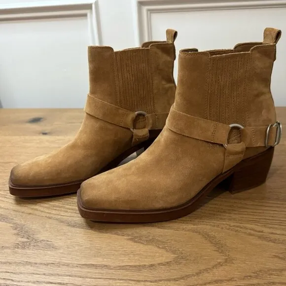 Sam Edelman Bellamie Suede Riding Heel Biker Boots - Size 7.5 - EUC - Tan