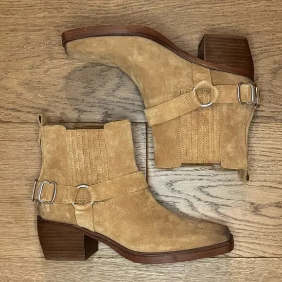 Sam Edelman Bellamie Suede Riding Heel Biker Boots - Size 7.5 - EUC - Tan