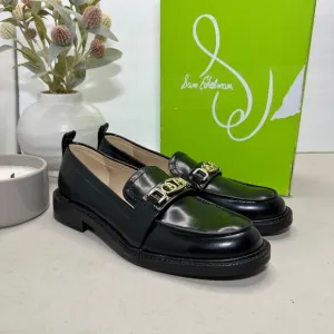 Sam Edelman Christy Leather Loafer Black Women 6.5 NWB Silver/Gold Embellishment