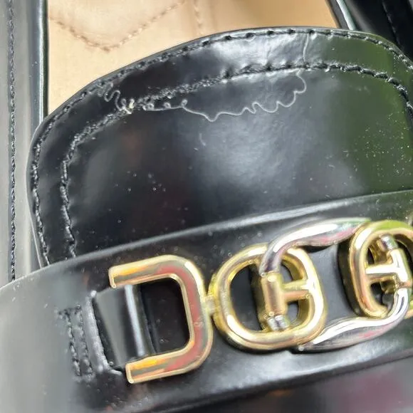 Sam Edelman Christy Leather Loafer Black Women 6.5 NWB Silver/Gold Embellishment