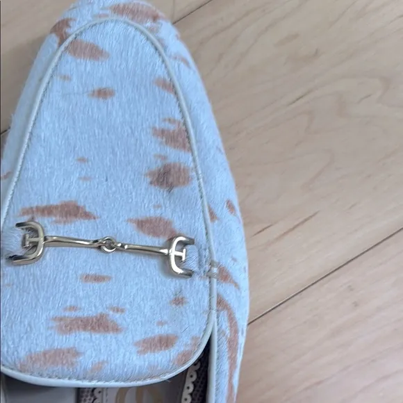Sam Edelman Cream and Brown Leather Loafers with Gold Detail