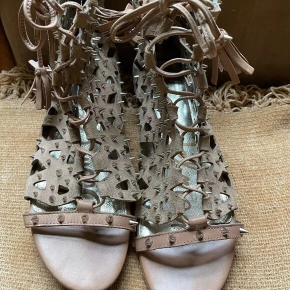 Sam Edelman Daphine Buff nude leather high top sandals Size 7.5M