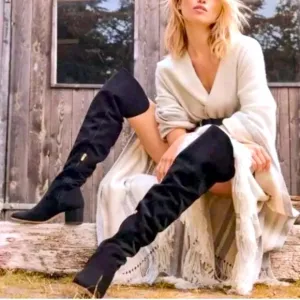 Sam Edelman Elina Over-the-Knee Black Suede Boots Size 10
