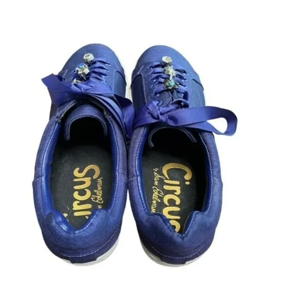 Sam Edelman Fashion Low Top Sneaker Size 10 M NWOB Poseidon Blue Silk Charms