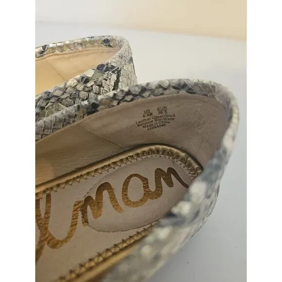 Sam Edelman Loraine Gray Silver Snake Print Leather Soft‎ Loafers Womens 6.5 M