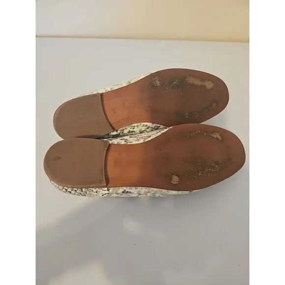 Sam Edelman Loraine Gray Silver Snake Print Leather Soft‎ Loafers Womens 6.5 M