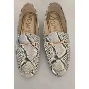 Sam Edelman Loraine Gray Silver Snake Print Leather Soft‎ Loafers Womens 6.5 M