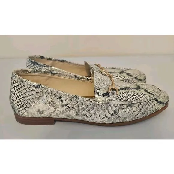Sam Edelman Loraine Gray Silver Snake Print Leather Soft‎ Loafers Womens 6.5 M