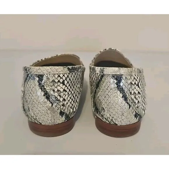 Sam Edelman Loraine Gray Silver Snake Print Leather Soft‎ Loafers Womens 6.5 M