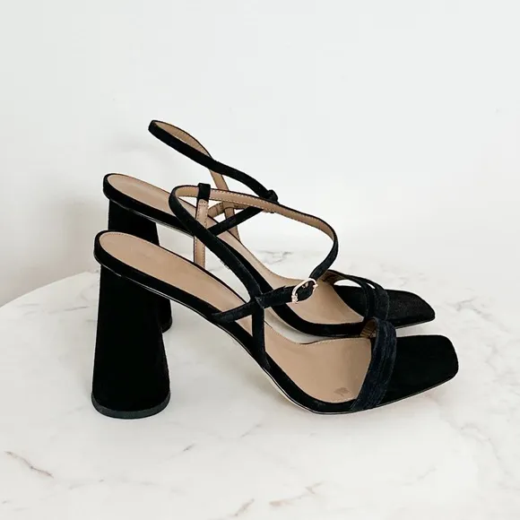 Sam Edelman NEW Kia Ankle Strap High Heel Sandals in Black Suede Size 9