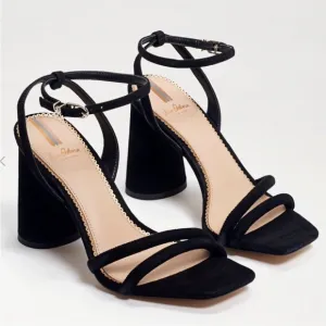 Sam Edelman NEW Kia Ankle Strap High Heel Sandals in Black Suede Size 9