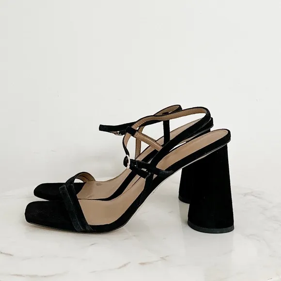 Sam Edelman NEW Kia Ankle Strap High Heel Sandals in Black Suede Size 9
